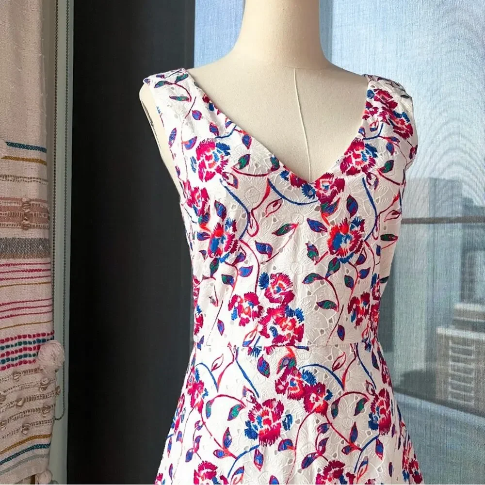 Tanya Taylor White Embroidered Sleeveless Mini Dress Women’s Size 2 - Picture 2 of 10